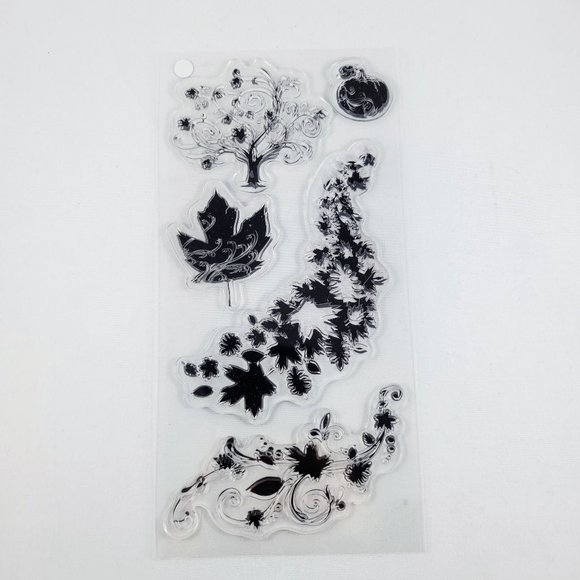 Fall Flourish Fall Season Clear Stamps Inkadinkado Tree Leaves Paper Crafts Card - Picture 5 of 7